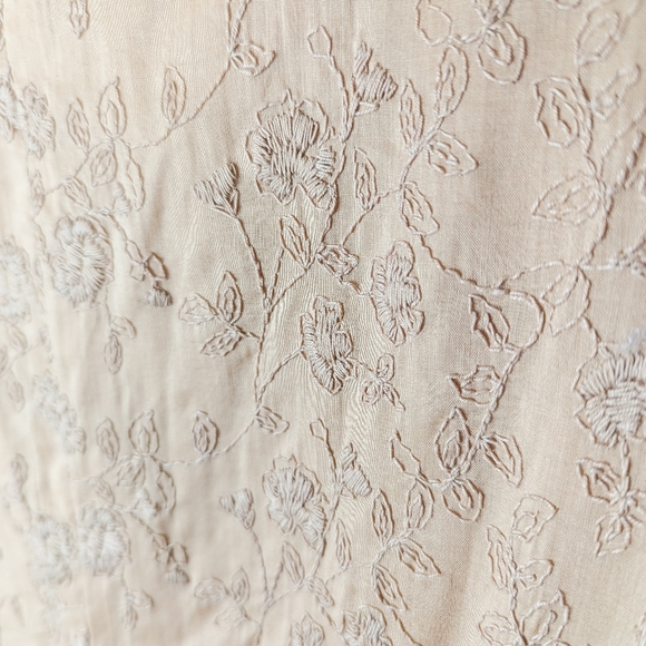 J. Jill 100% Cotton Lightweight Jacket Blazer Yellow Tan Embroidered Pockets 8 - Picture 5 of 10